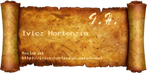 Ivicz Hortenzia névjegykártya